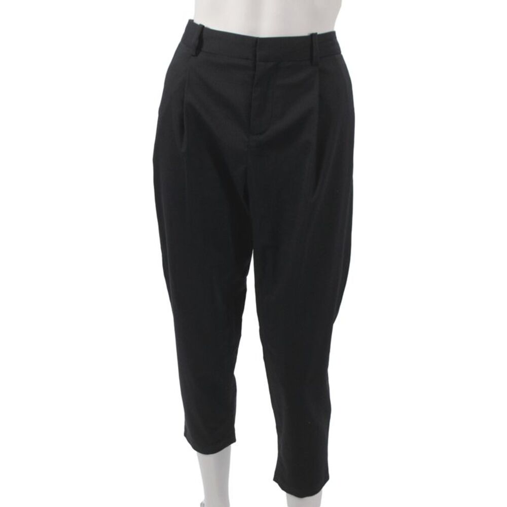 Nili Lotan Women Black Striped Virgin Wool Ankle Pants Business Size 4